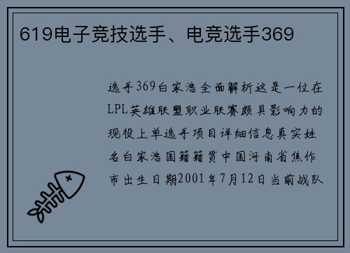 619电子竞技选手、电竞选手369